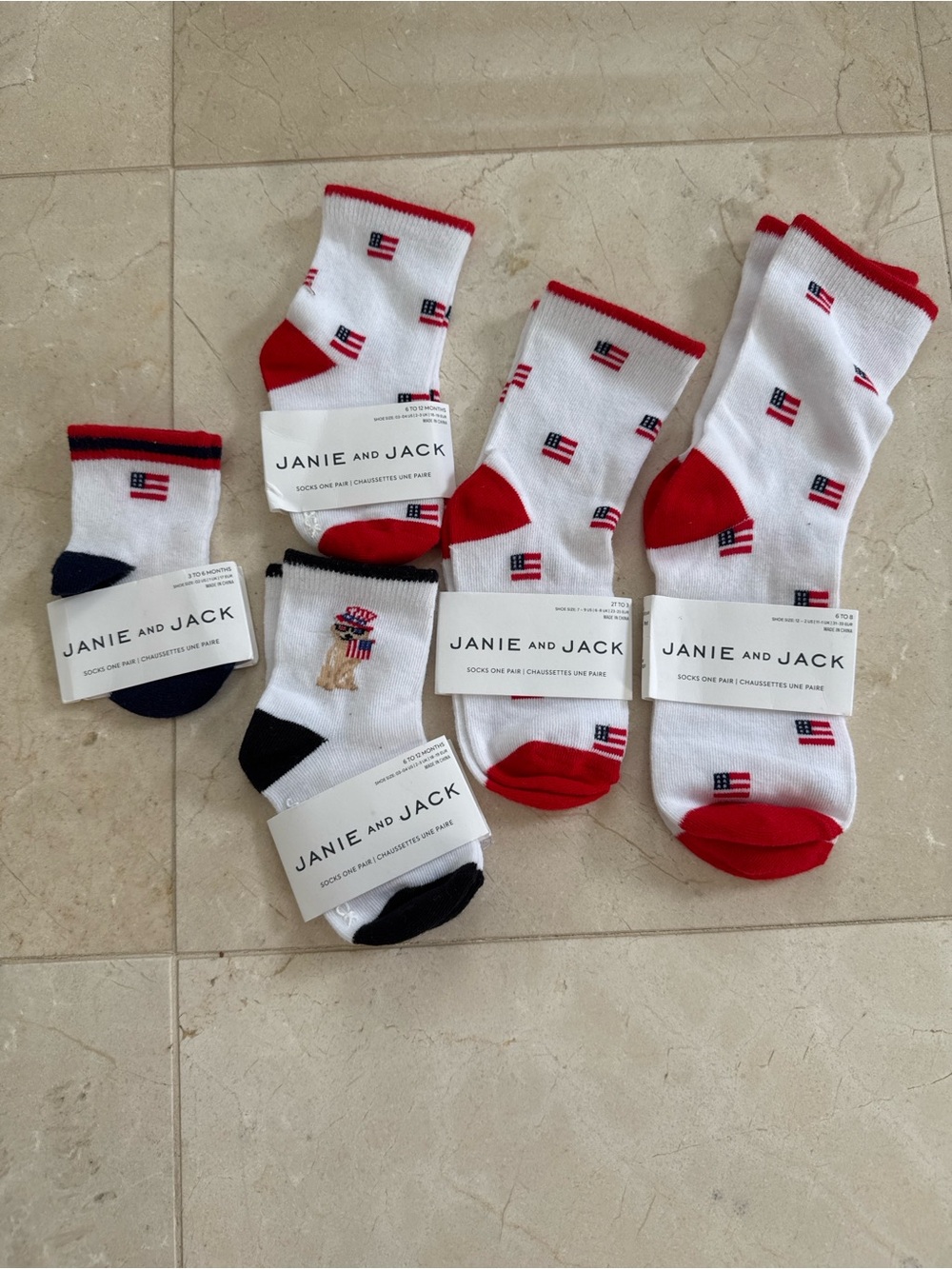 NWT Janie and Jack Patriotic Sock Bundle | 5 Pairs | Sibling Set